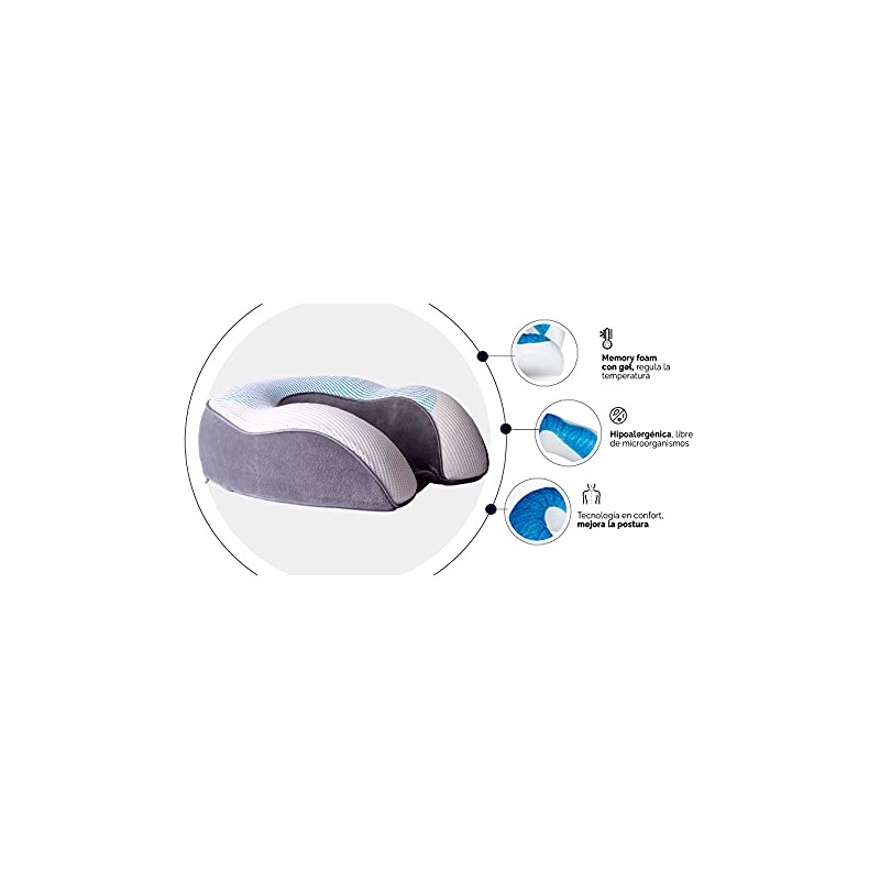 Almohada Cervical de Viaje Memory Foam Ortopédico Gel Térmico Refrescante