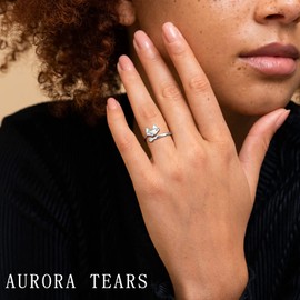 Aurora Tears Fox Tail Adjustable Rings 925 Sterling Silver Fox Animals Open Ring Cubic Zirconia Jewellery Gifts for Women and Girls DR0132W, Crystal