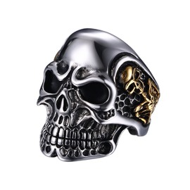 OIDEA Men's Women's Rings Skull Personality Stainless Steel Diamond Studded Skull Punk Rock Style Red White 54 (17.2) ~ 70 (22.3), Stainless Steel