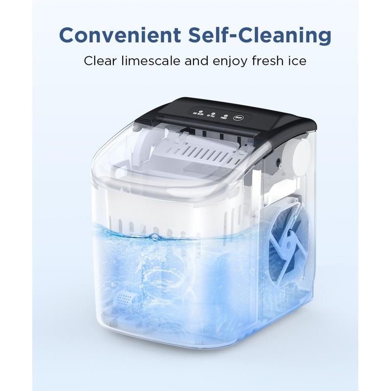 COWSAR Ice Maker Countertop, Portable Ice Machine with Self-Cleaning, 26.5lbs/24Hrs,