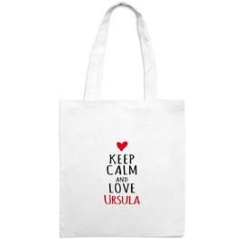 Jute Bag with Name Ursula - Keep Calm Motif - Colour White - Fabric Bag, Jute Bag, Hipster Bag, White