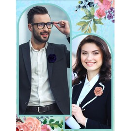 Loetere 16 Pcs Lapel Flowers for Men Suits Flower Lapel Pins for Men Flower Brooch Pins Handmade Satin Boutonniere Pin (Rich Color,Elegant)