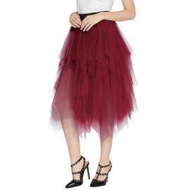 Women's Elastic Waist Tutu Princess Tulle Underskirt Pettiskirt - Petticoat l