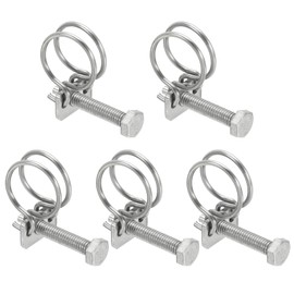 PATIKIL 17-20mm Adjustable Double Wire Hose Clamp, 5 Pcs 304 Stainless Steel Wire Hose Clips Pipe Tube Clamps for Dust Collection Rubber PVC Pool Pump Hose