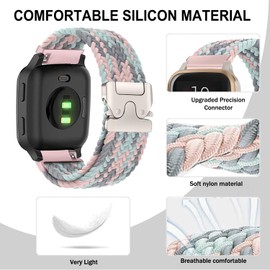 VELULYX Nylon Braided Strap Compatible with Garmin Venu Sq/Sq Music/Venu Sq 2/Sq 2 Music, 20 mm Elastic Bracelet for Garmin Venu 2 Plus/Vivoactive 3/Vivoactive 5/Venu/Vivomove HR/Forerunner 55 245 645