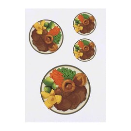 4 x 'Roast Dinner Plate' Temporary Tattoos - Water Resistant, Skin-Safe, Non-Toxic Transfers, Mixed Sizes (TO00074792)