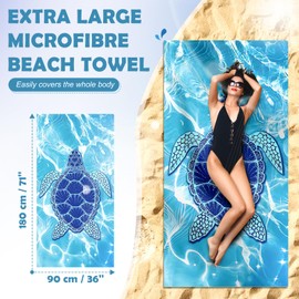 2 Pack Microfibre Beach Towels for Adults Extra Large 180 × 90 cm Quick Dry Beach Towel Double Side Print Sand Free Lightweight Beach Towel with Net Bag Microfiber Towels for The Beach Travel Swimming