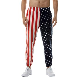 GRAJTCIN Fourth of July Parachute Pants for Men American Flag Overalls USA Patriotic 4th of July Outfits for Men Uncle Sam Costume M