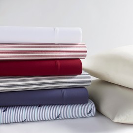 Nautica - Percale Collection - Bed Sheet Set - 100% Cotton, Crisp & Cool, Lightweight & Moisture-Wicking Bedding, Twin XL, Audley