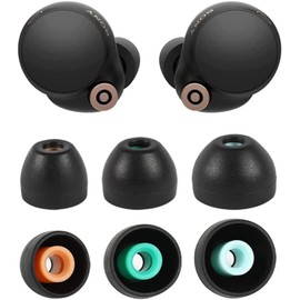 Zotech Replacement Eartips Silicone Earbuds Buds Set for Sony in-Ear Headset WF-1000XM4 WF-1000XM3 MDR-XB50AP XBA-H1 WF-XB700 WF-SP800N S/M/L, 3 Pair (Black)