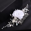 Rumtock Soft White Flower Hair Comb with Pearl Handmade Floral