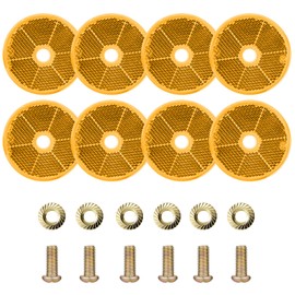 Pack of 8 Cat Eye Reflectors Round Yellow Pendant Reflectors Cat Eyes Pendant with E-Mark for Cars, Trailers, Trucks and Caravans