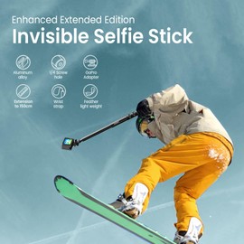 Mairan Super Long 150cm Invisible Selfie Stick, Extension Selfie Stick Compatible with Insta360, GoPro, DJI, Action Cameras,1/4" Portable Extendable Monopod Pole with Buckle Mount and Wrist Strap