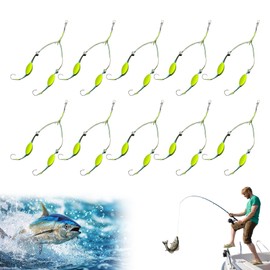 Galenecx Pack of 10 Double Hook Reverse Bottom Rig, Fishing Hooks, Carp Fishing, Anti Tangle Fishing Hook, Hook Durable Split Hook, for Throwing, Trolling, Outdoor Travel, Saltwater Fishing