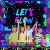 Glow Neon Birthday Backdrop - Glow in The Dark Let’s