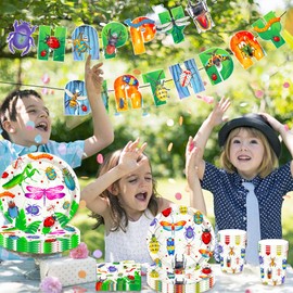 Insect Birthday Party Decorations Bugs Party Plates and Napkins Bugs Party Decorations Garden Birthday Party Decorations Caterpillar Ladybug Birthday Banner
