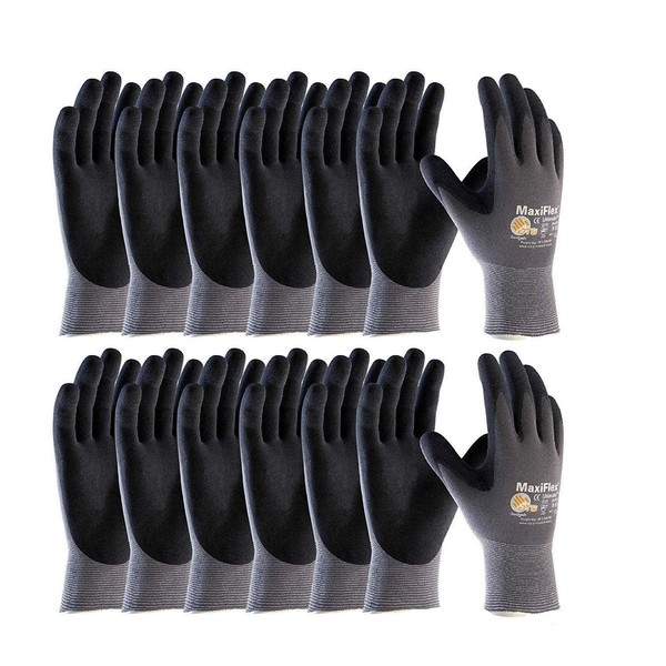 ATG 34-874 Maxiflex Ultimate - Nylon, Micro-Foam Nitrile Grip Gloves - Black/Gray - X-Large - 12 Pairper Pack