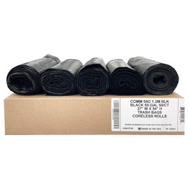 Ultrasac Heavy Duty 55 Gallon Black Trash Bags - (Value 50 Pack) - 1.5 MIL equivalent Industrial Strength Plastic 37" x 54" for 50-55 Gal Cans -Fits Toter, Rubbermaid Brute, Carlislie Bronco etc.