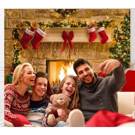 SJOLOON 15x10FT Christmas Photography Backdrops Child Christmas Fireplace Decoration Background for Photo Studio 11209