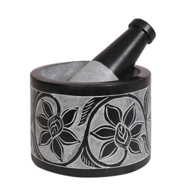Divit Shilp Mortar and Pestle, Made of Heavy Duty Polished Hard Stone, Natural Stone Grinder for Spices, Pastes, Herbs, Seasoning etc. (Ember)