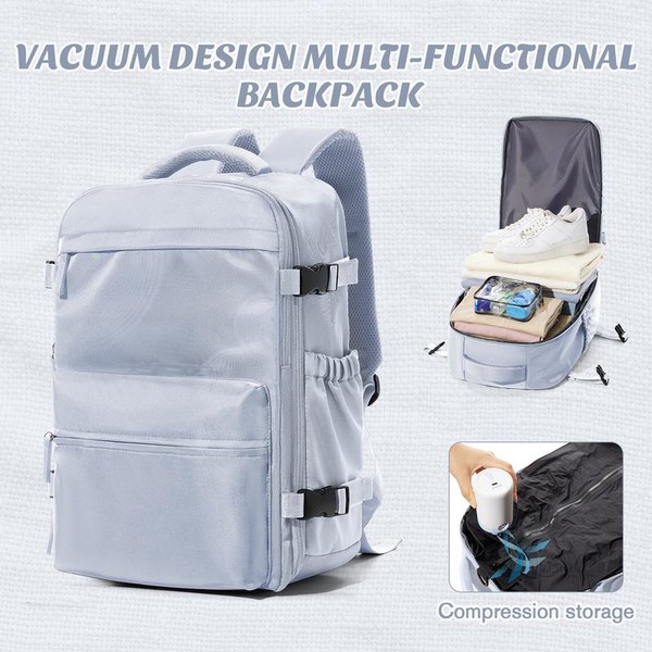 Vacuum Travel Backpack - Save 30% Space with Compression, Carry-On