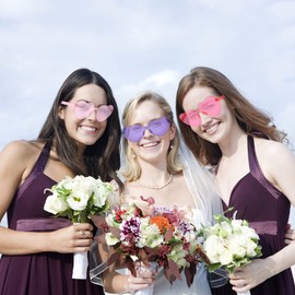 Qunkun Heart Shape Sunglasses, Bride Heart Glasses, Heart Sunglasses, Glasses Team Bride, Transparent Retro Heart-Shaped Glasses, Stag Night Decoration Women, Party Glasses for Jga Photo Accessories