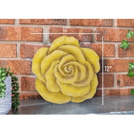 NAT & Jules Rose Flower Shaped Dimensional Indoor Outdoor 12 inch Cast Resin Decorative Garden Stepping Stone, Patio, Walkway Sculpture Yard Art, Yellow