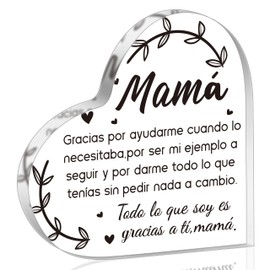 Yopyame Spanish Mom Acrylic Gifts - Regalos para Mamá Heart Acrylic Plaque for Office Deck Decor Ideas Keepsake Paperweight for Mom in Spanish Mother's Day Christmas Gifts for Mamá from Daughter Son