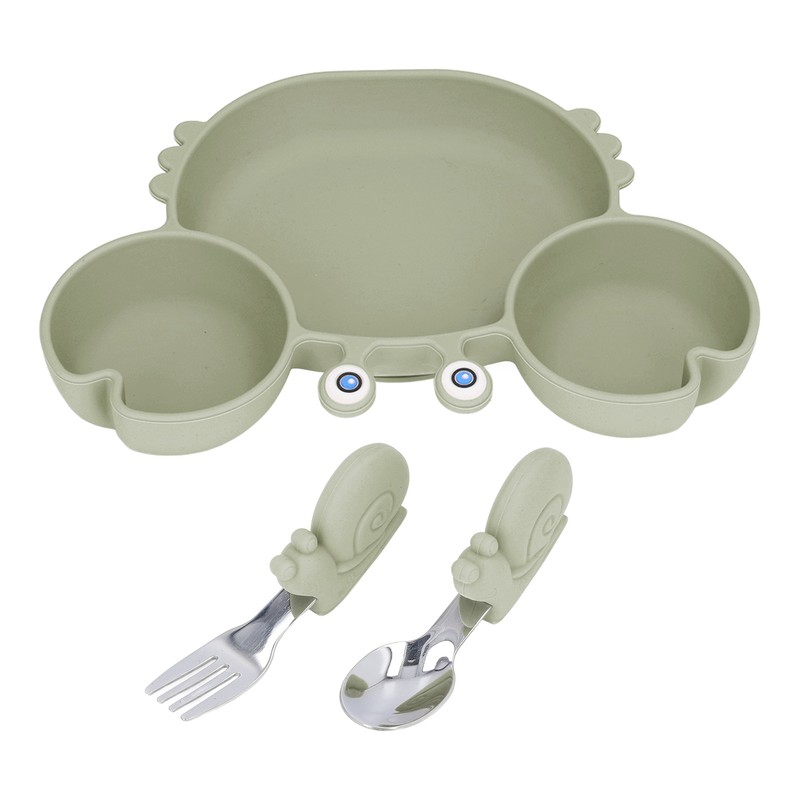 3pcs Toddler Divided Plate Set Silicone Baby Suction Plate Anti