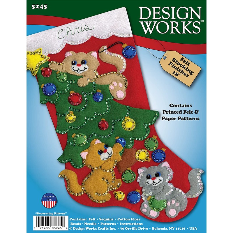 Tobin Decorating Kittens Felt Stocking Kit, Multi