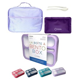 Bento Box with Bag and Ice Pack Set for Kids. Lunch Boxes Snack Containers for Boys Girls Adults. 6 Compartments, Leak-proof Portion Container Boxes Insulated Bags for School Lunches, BPA Free, Purple