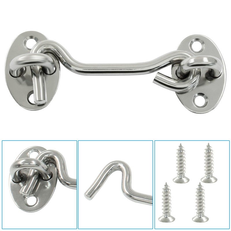 Unlorspy 2 Sets Hook and Eye Latch Stainless Steel Cabin