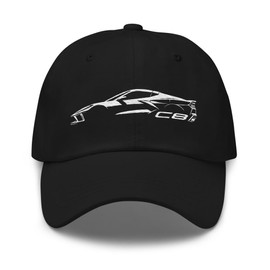 2024 Sports Car C8 dad hat for Corvette Drivers Arctic White Minimalist Silhouette Custom Cap