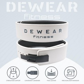 Genuine Leather Weight Lifting Belt with Lever Buckle, 10mm Thick 4" Leather Lumbar Back Support, Gym Belts Ideal for Training, Weightlifting, Bodybuilding, Squats and Deadlifts (White, M (36"-40"))