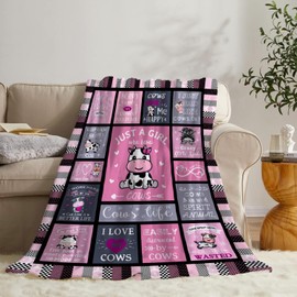 Cow Print Blanket Cow Gifts for Girls Women Cow Blankets Gifts for Cow Lovers Soft Flannel Cow Stuff Themed Blanket Cow Lovers Birthday Gifts Decor Merch Throw Blanket 50" x 40"
