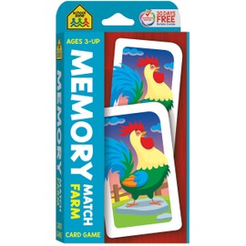 School Zone Memory Match Farm Card Game: 56 Game Cards, Preschool, Kindergarten, Animals, Early Reading, Counting, Matching, Vocabulary, Ages 3+