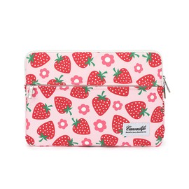 Canvaslife Pattern 13 inch Canvas Laptop Sleeve with Pocket 13 inch 13.3 inch Laptop 13 case13 Sleeve (Strawberry)