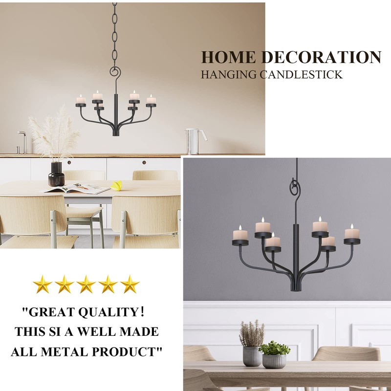 smtyle Tea LED Light Black Chandelier Tealight Candle Holders for