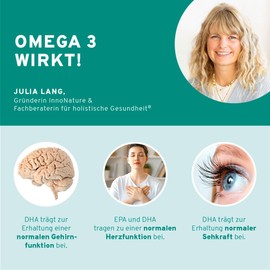 InnoNature Omega3 2:1 DHA/EPA | Natural from the Microalgae Schizochytrium | 60 Capsules, 300 mg DHA and 150 mg EPA | Vegan Omega3 Capsules, Laboratory Tested