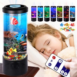 Lava Lamp Fantasy Fish Mood Light with Remote Control, 17 Colors Jellyfish Lamp LED Aquarium Lava Night Light for Home Bedroom Office Decoration Gifts for Kids and Adults