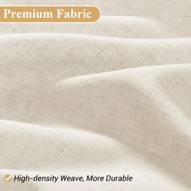 BOODII Linen Shower Curtain Neutral Linen Boho Farmhouse Shower Curtain with Hooks Morden Country Bathroom Decor Cream Beige Weighted Burlap Cloth Heavy Duty Fabric 200GSM 72x72