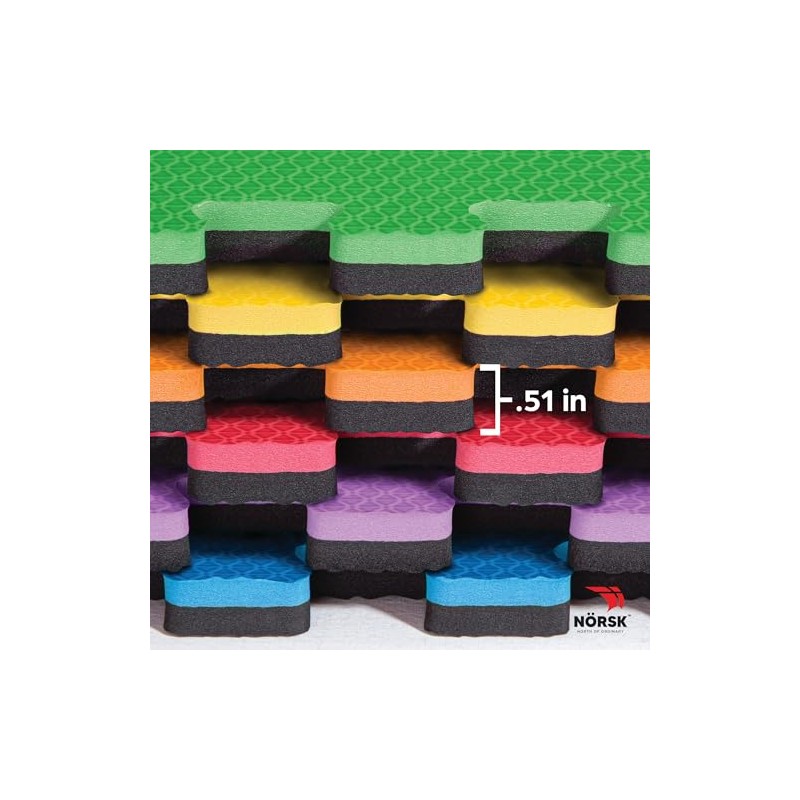 Norsk Dual-Sided Reversible 1/2" Foam Exercise Mats for Home Gym