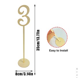 NILLOS Wood Table Numbers, 20 PCS Numbers Wood Wedding Table 1 to 20 with Sturdy Holder Base for Birthday Party, Banquet, Home Decoration (Height 35 cm/13.77 in)