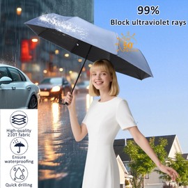 Mini UV Blocker Sun-Protection-Umbrellas, Compact Travel Umbrella, Summer Outdoor Accessories for Sun Protection, Portable Sunshade-Umbrella for Beach Sand Garden Pool, Small Micro Travel Parasol Design for Women