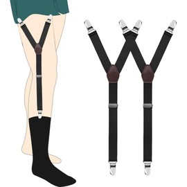 Shengxi 1 Pair Men's Shirt Holder Y Style Unisex Braces Black Shirt Holder Military Shirt Stays Shirt Stays Shirt Stays Shirt Stays with Non-Slip Closure Clips and Adjustable Elastic Straps, black