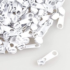 Dzxin #3 Nylon Zipper Sliders, 30 Piece Replacement Metal Zipper Pulls (White)