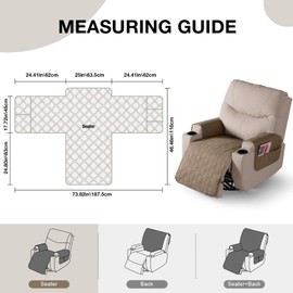 VANSOFY Recliner Chair Covers 100% Waterproof Seat Cover with Arm Reclining Cover Non-Slip Recliner Chair Covers Furniture Protector Washable Slipcover with Pocket for Pets, Dogs(Light Brown，25")