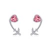 Airplane Sterling Silver Pink Heart Earrings for Women - Airplane