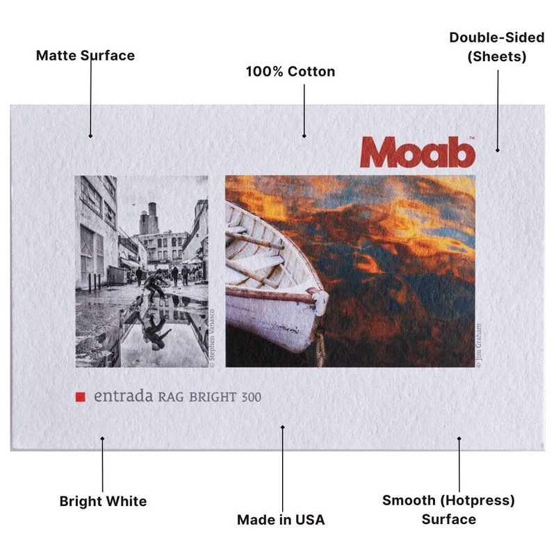 Moab Entrada Rag Bright 300, 100% Cotton Fine Art Archival