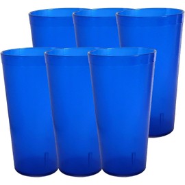 Party Outlaw Dark Blue Plastic Cup Tumblers 6 Pc 16oz Lightweight, Heavy Duty Stackable Cafe Style Plastic Glasses. Reusable & Dishwasher Safe Ice Tea & Water Cupsafe Ice Tea & Water Cups